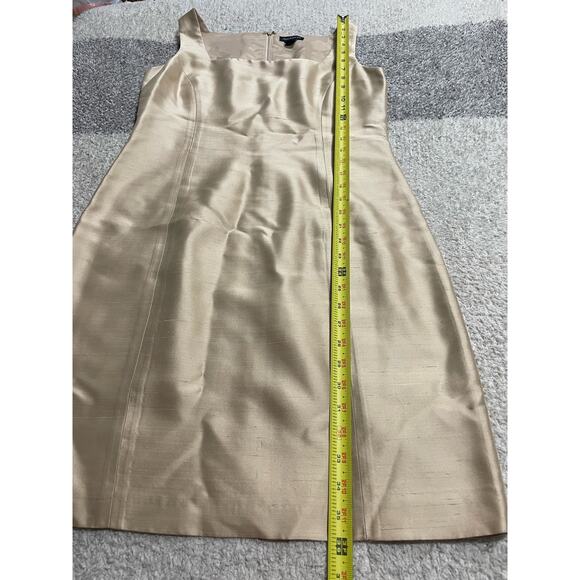 VTG Ann Taylor Sheath Dress Womens 8 Sleeveless Square Neck 100% Silk Gold Party - Picture 3 of 13